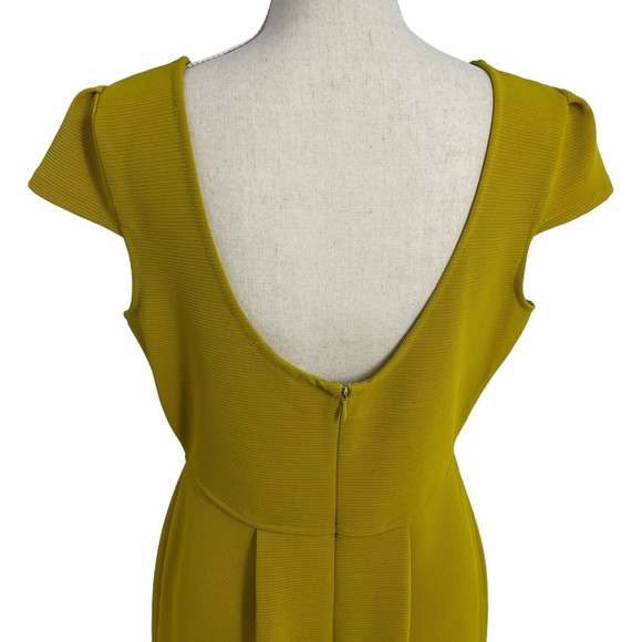 Bar III Missoula Mustard Yellow Cap Sleeve Classic Ribbed A Line Dress Womens L - Picture 6 of 10